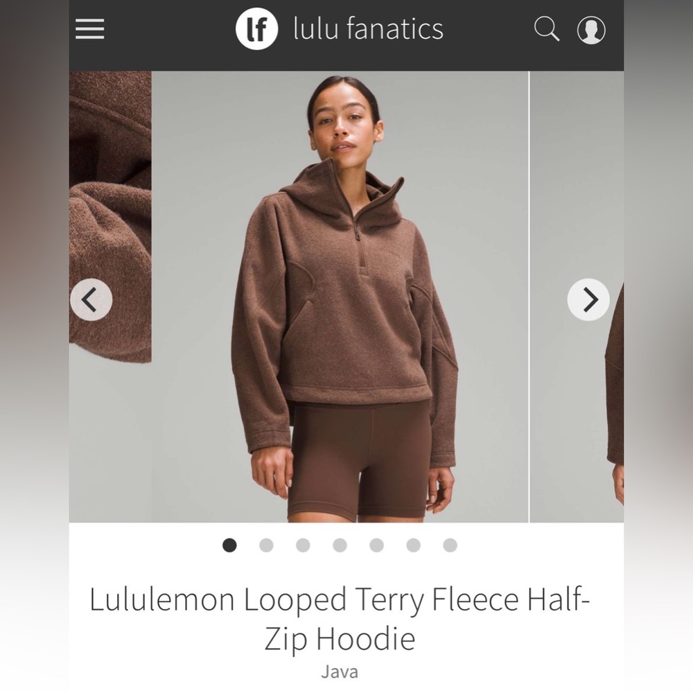 Lululemon Looped Terry Fleece Half-Zip Hoodie Java